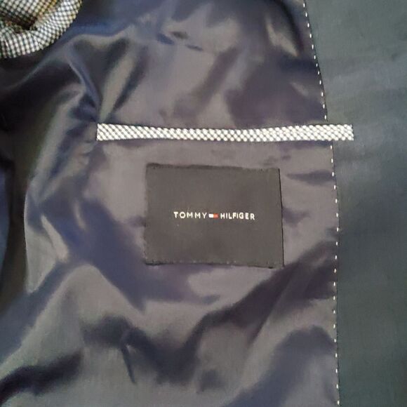 Tommy Hilfiger THFLEX Men's Wool Modern Fit Suit Jacket Blazer 42L Navy Blue - Picture 8 of 9